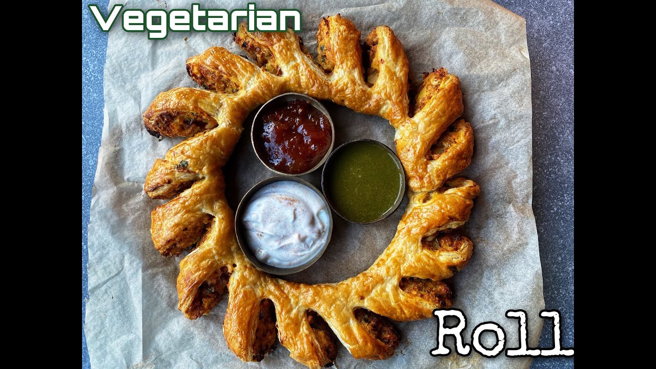 VEGETARIAN ROLL | How to make veg roll wreath | Thanksgiving | Veg sausage roll | Food with Chetna