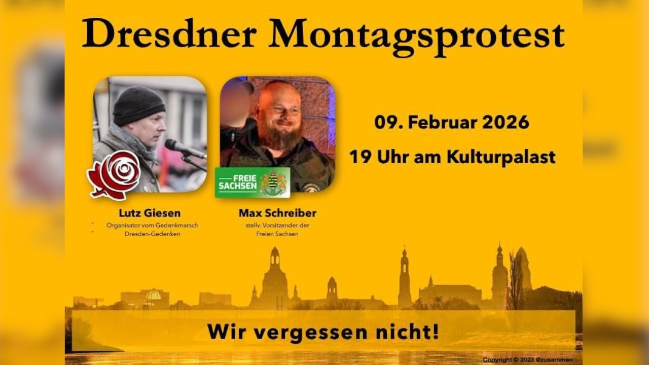 Montagsdemo im Zeichen aller Opfer der Bombardierung auf Dresden 1945 - 09.02.2026