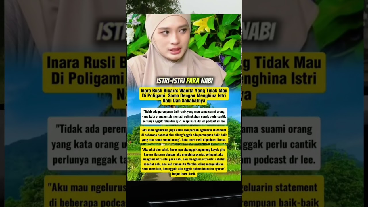 Inara Rusli Bicara: Wanita Yang Tidak Mau Dipoligami, Sama Dengan Menghina Istri Nabi Dan Sahabatnya