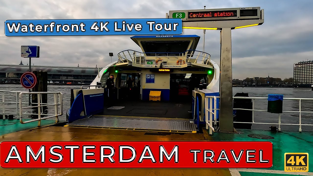 Amsterdam Waterfront Tour - Crossing the River with all 4 Ferries - 4K Autumn Travel Vlog