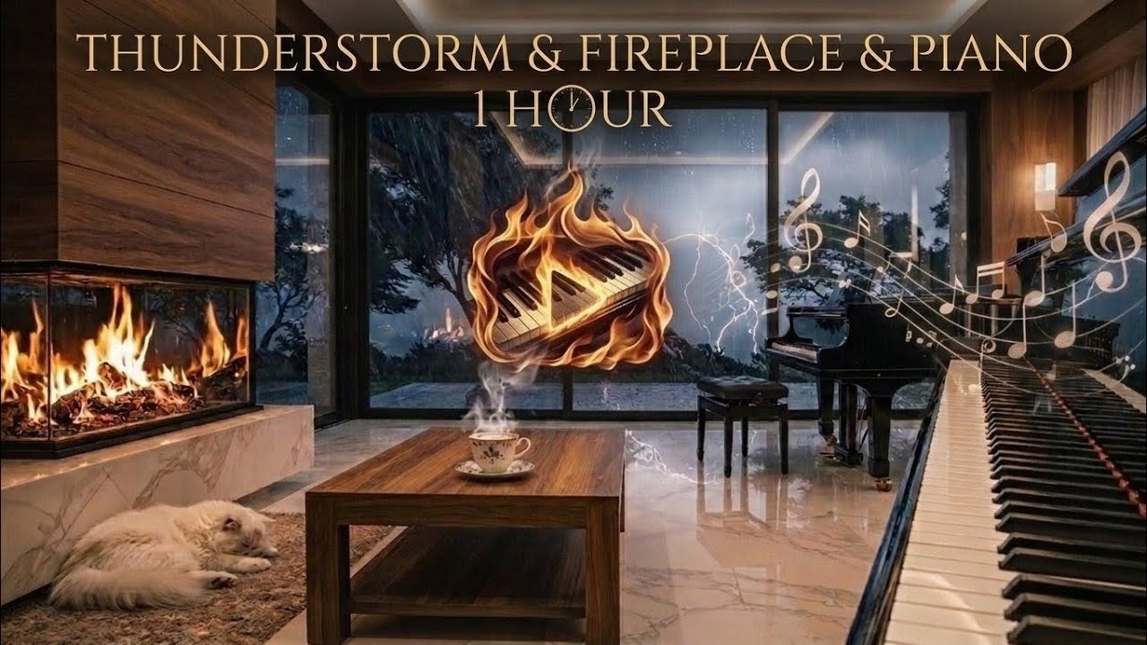 Thunderstorm Outside, Peace Inside 🌧️ | 1 Hour Relaxing Piano Music 🎹