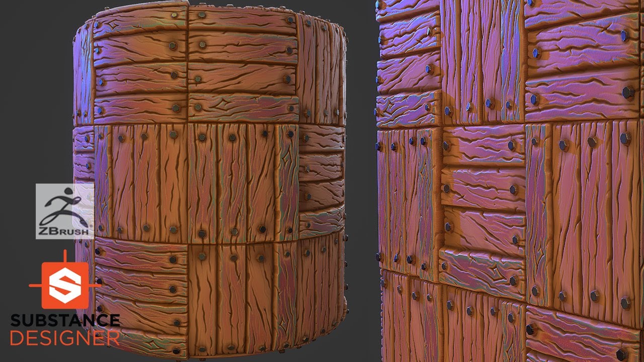 Zbrush 2020, Substance Designer - Stylized Wood Boards