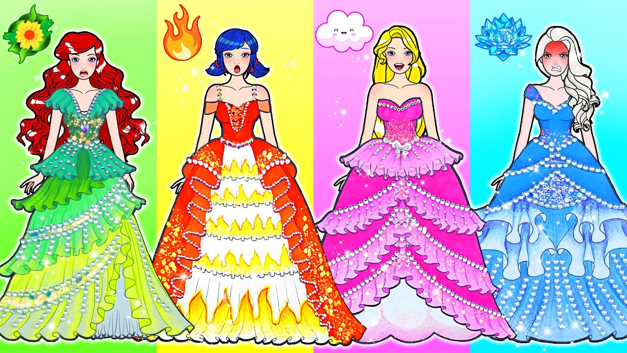 Four Elements Mother & Daughter Dress Up - Barbie Transformation Handmade - DIY Arts & Paper Crafts