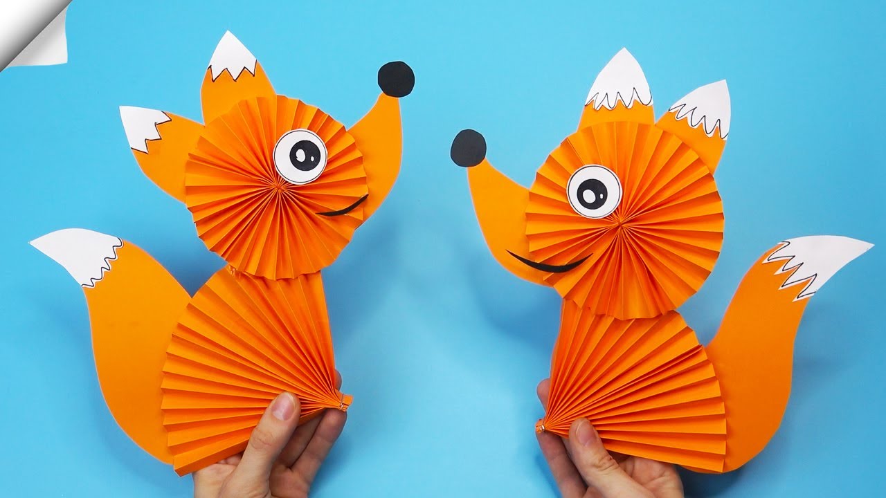 paper fox - easy paper crafts - moving paper toys