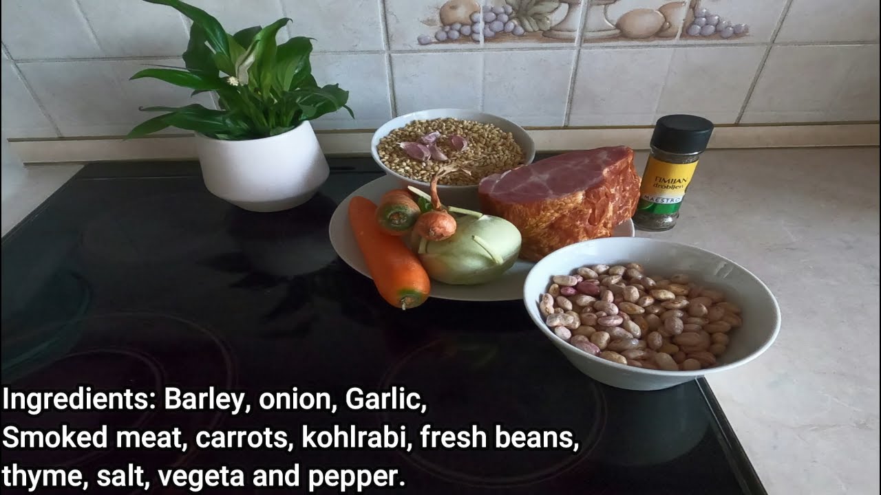 Ričet z prekajenim mesom / Ječmen kaša sa dimljenim mesom / Barley with smoked meat