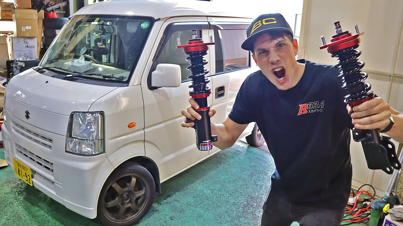 KEI VAN GETS COILOVERS & LOWERED!