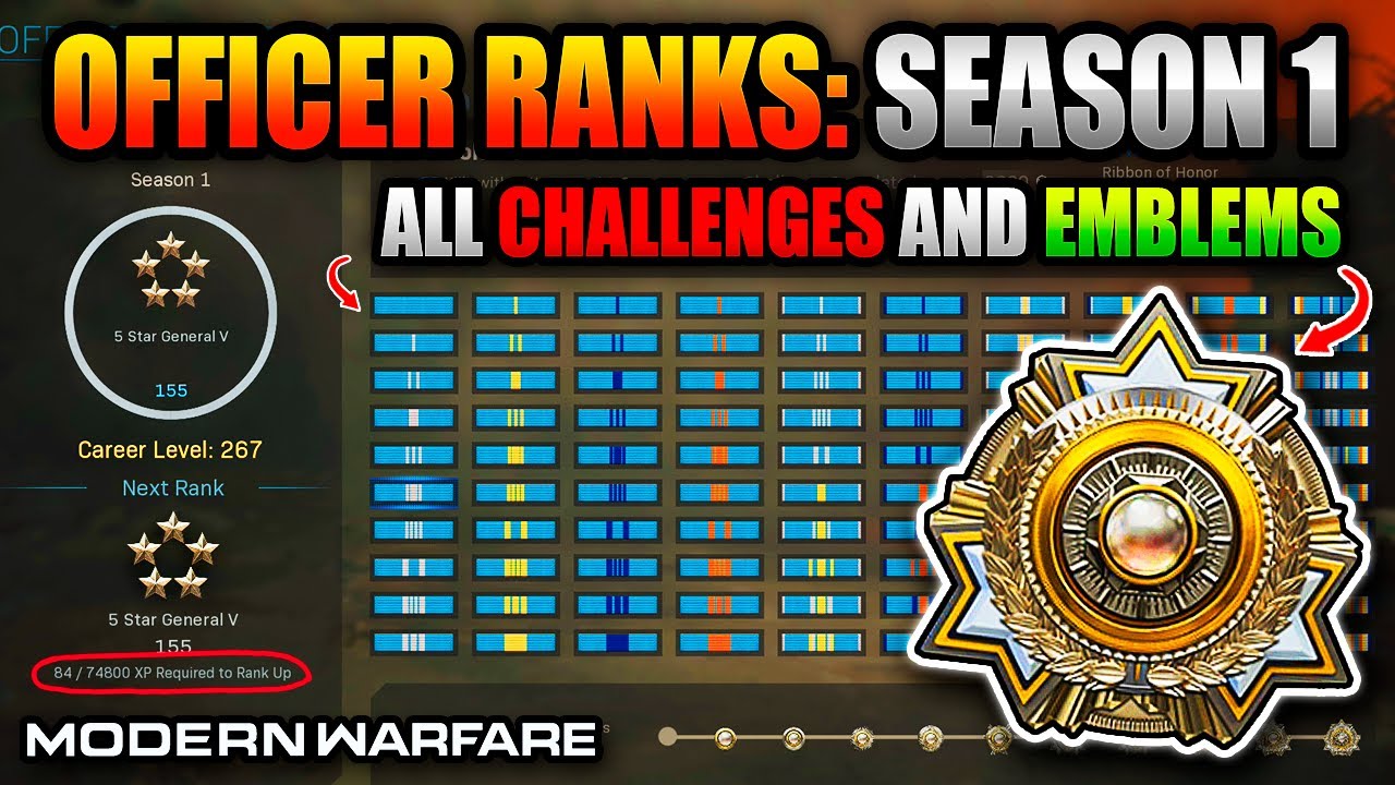 ALL Modern Warfare Season 1 EMBLEMS & Officer CHALLENGES! (Massive XP Rework?)