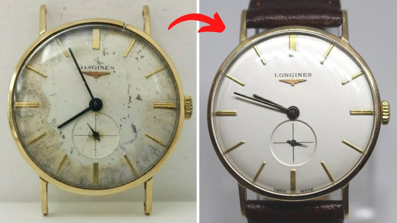 Gold Longines Watch Restoration With A Broken Case