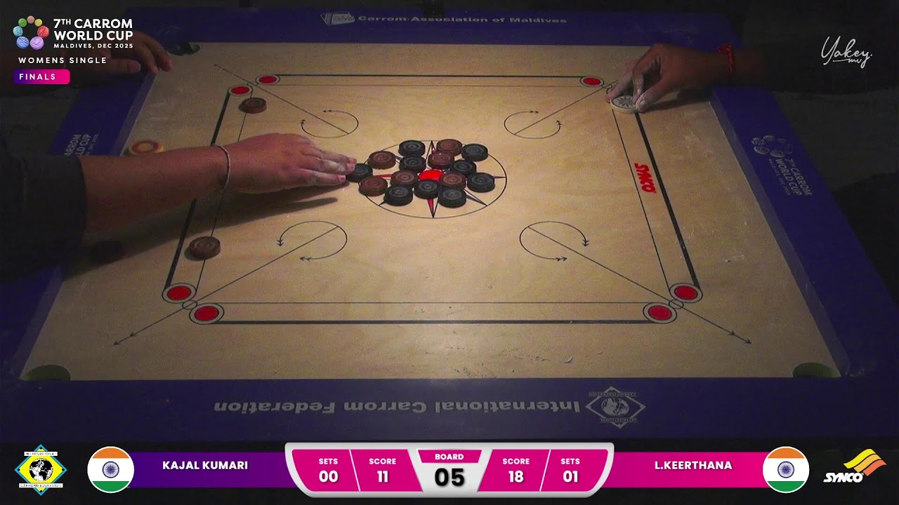 WOMENS SINGLE FINAL | KAJAL KUMARI (IND) vs L.KEERTHANA (IND) || 7th Carrom World Cup 2025