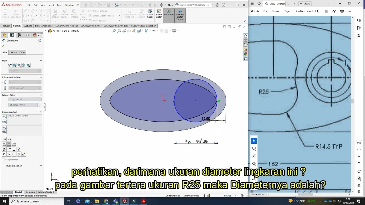 Solidworks - Exercise 28 Ellipse
