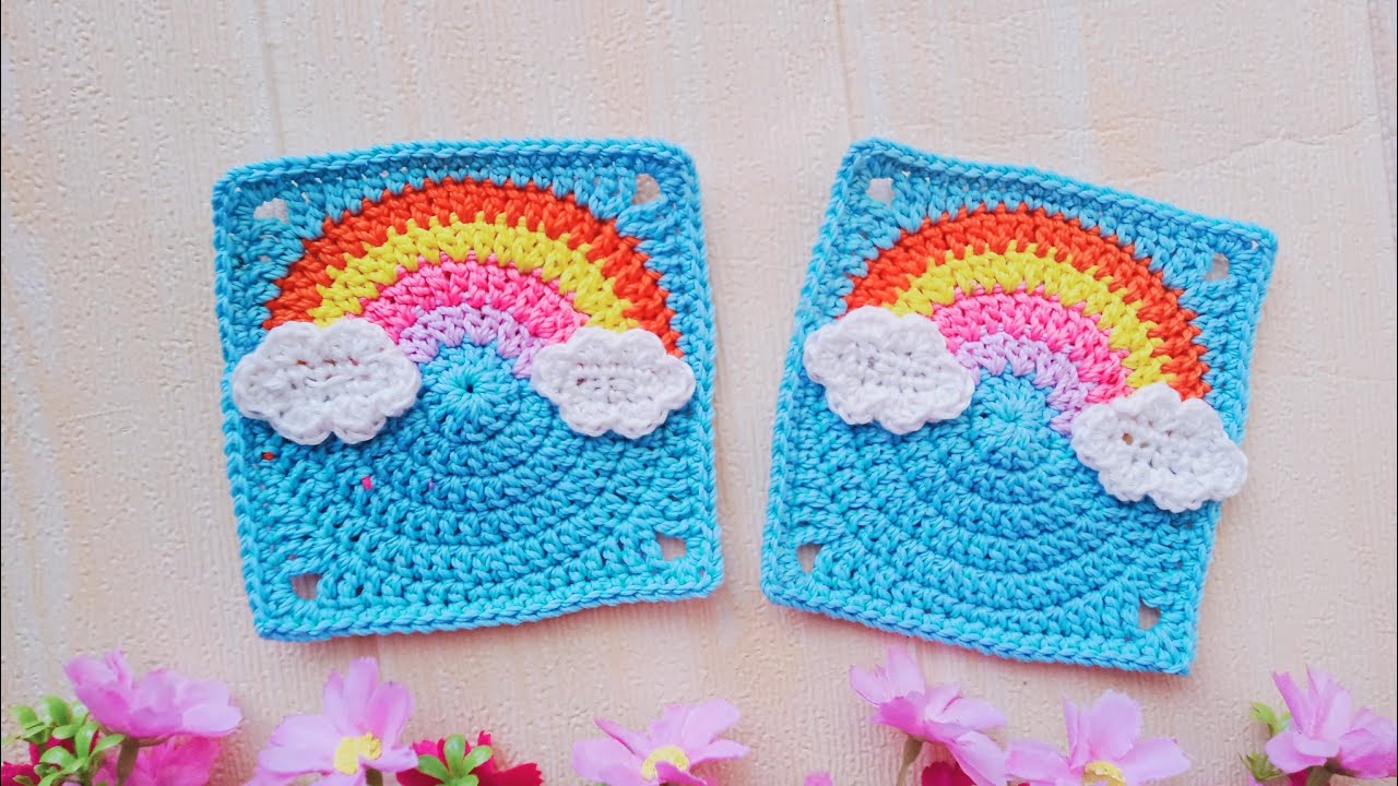 How to Crochet Rainbow Granny Square | Granny Square Crochet Tutorial