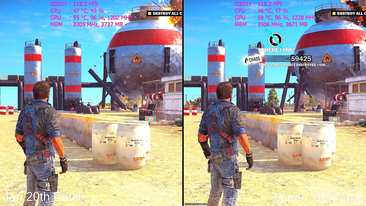 Just Cause 3 Pc Patch March 7th Vs Jan 20th Update Frame Rate Comparison