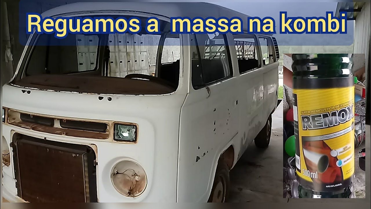 aplicamos removedor de ferrugem e massa na Kombi