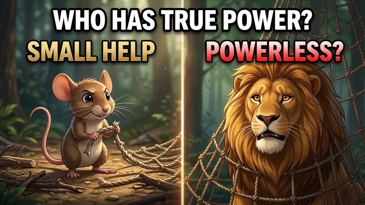 The Lion and the Mouse !! The Humble Truth About Power and Gratitude !! Aesop Story !!📚💡
