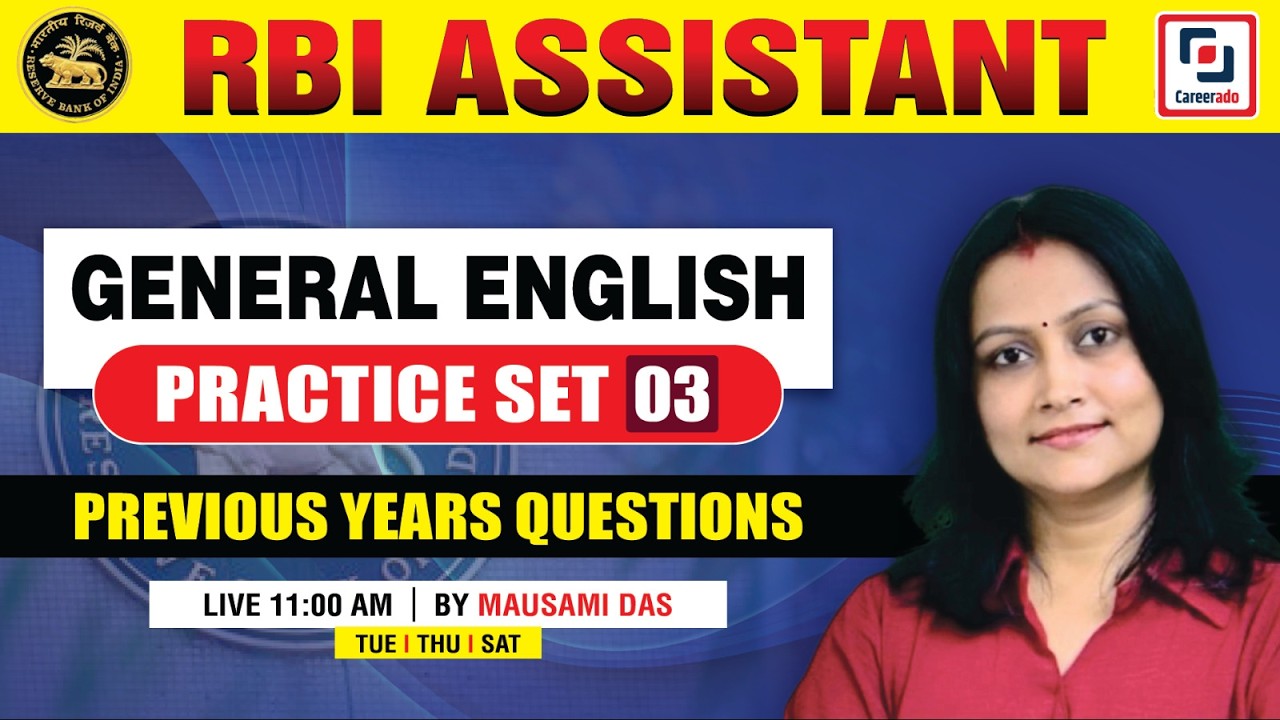 RBI ASSISTANT 2026 I ENGLISH PRACTICE SET - 03 I English PYQs 2026 I MAUSAMI MA'AM I Careerado