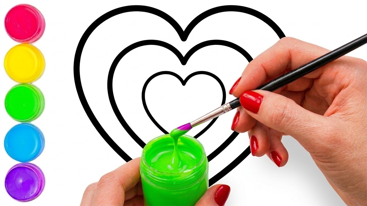 Heart Drawing, Painting and Coloring for Kids and Toddlers