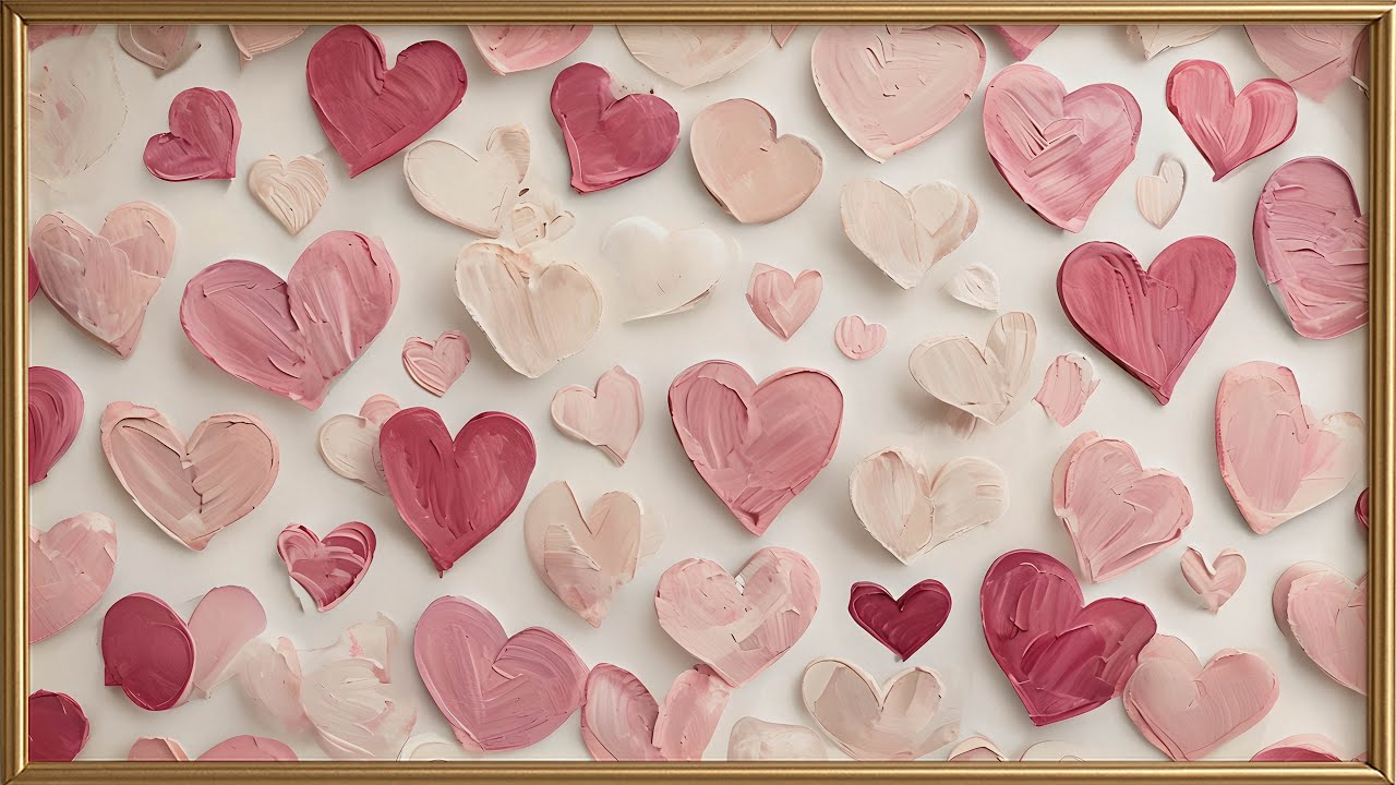 Valentine’s Day Heart Pattern TV Screensaver | Soft Blush & Rose Romantic Ambient Art | 4K