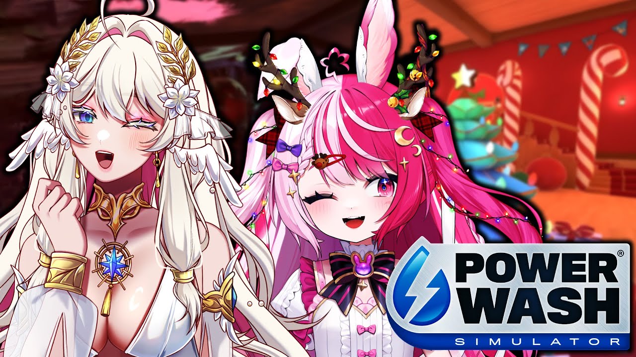 Two very cute girls saving Christmas!! w/ @MariieFD 【Powerwash simulator】 🎄✨