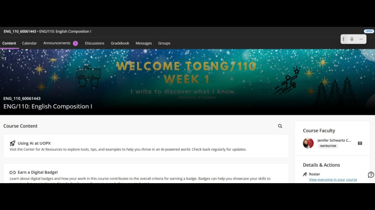 ENG 110 Week 1 Welcome