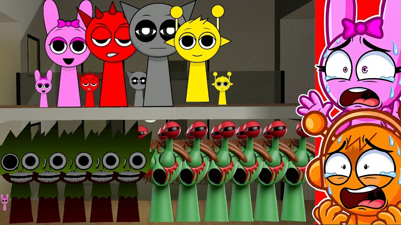 ¡Todos los Sprunki con familias bebes con quieren que los salve de un grupo de SPRUNKIES MALVADOS! 😱