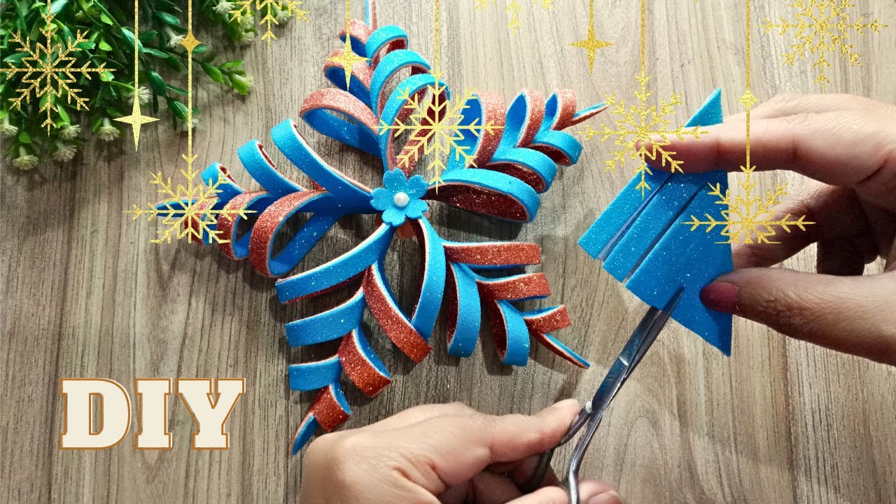 How to Make Snowflake ❄️ Using Glitter Sheet/Easy Snowflake Craft