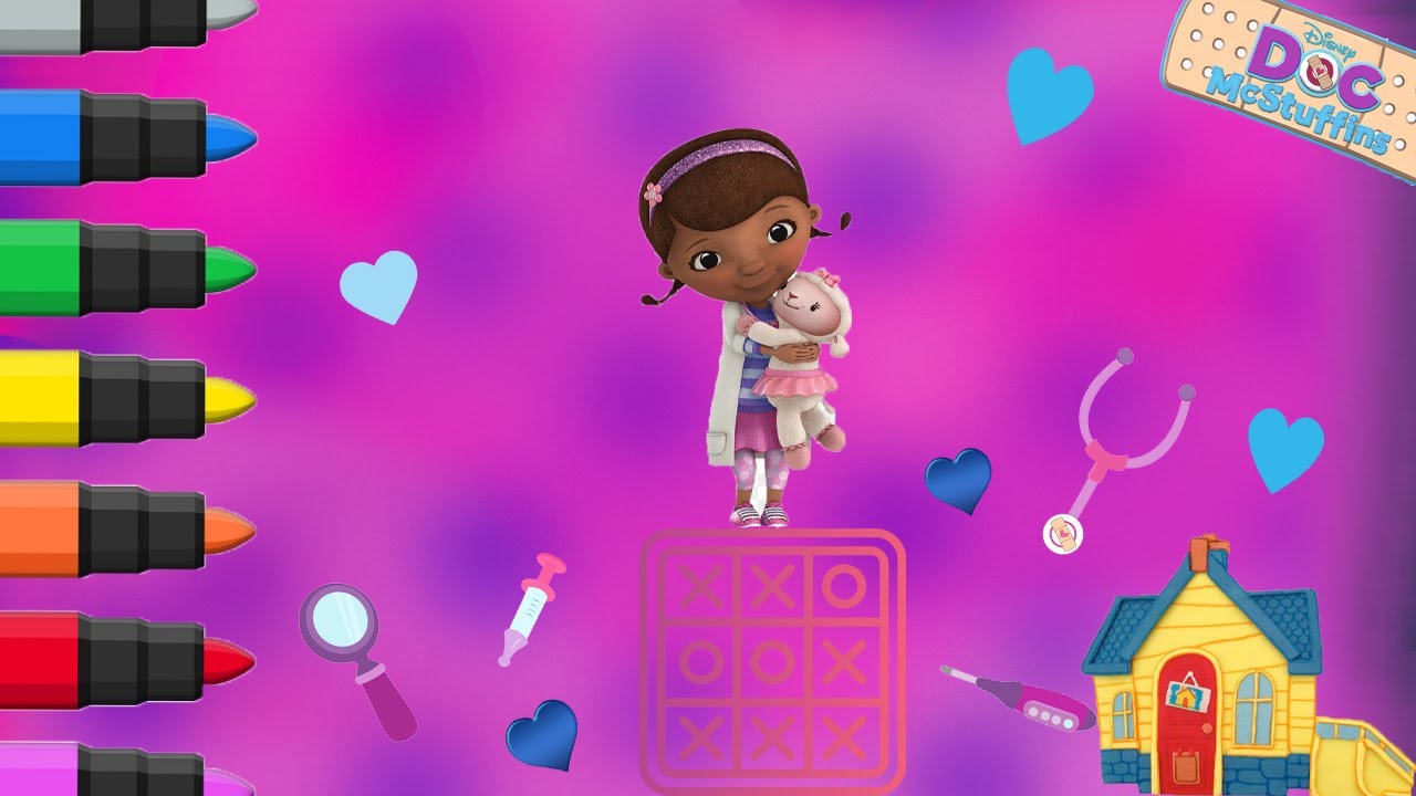 DOC McSTUFFINS!  KIDS PLAYTIME, GAME TIME, AND COLORING BOOK PAGE!  #DOCMCSTUFFINS #GAMETIME💗💗💗💗💗💗💗