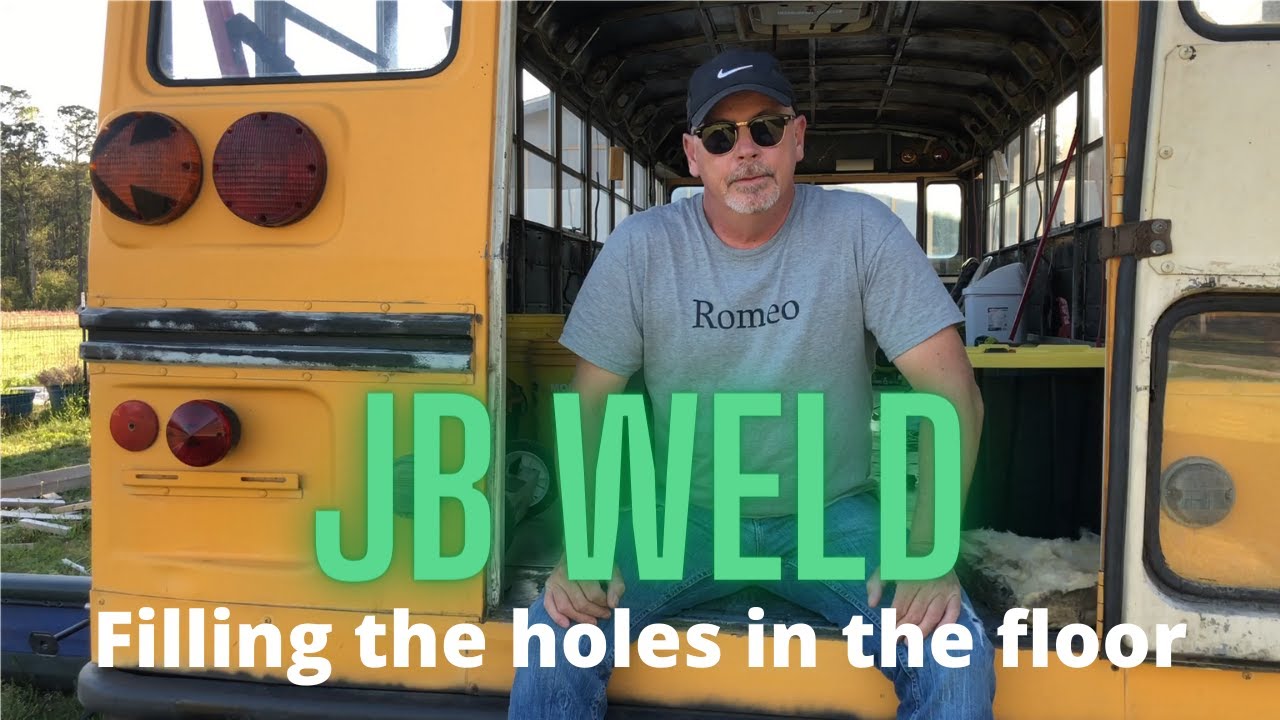Bus life build | The foundation, prepping the floors | Filling the holes with JB Weld Steel Stick