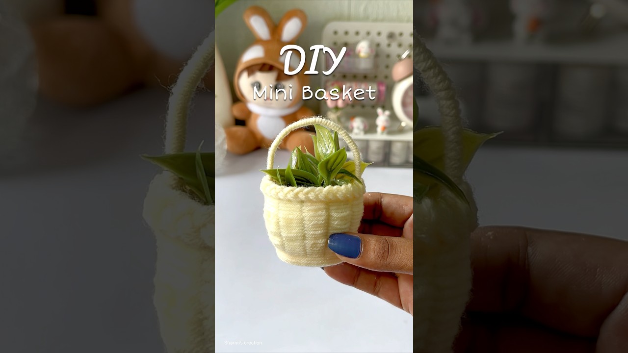 DIY mini basket #shorts #viralshorts #woolcraft #craftideas #handmade #diybasket
