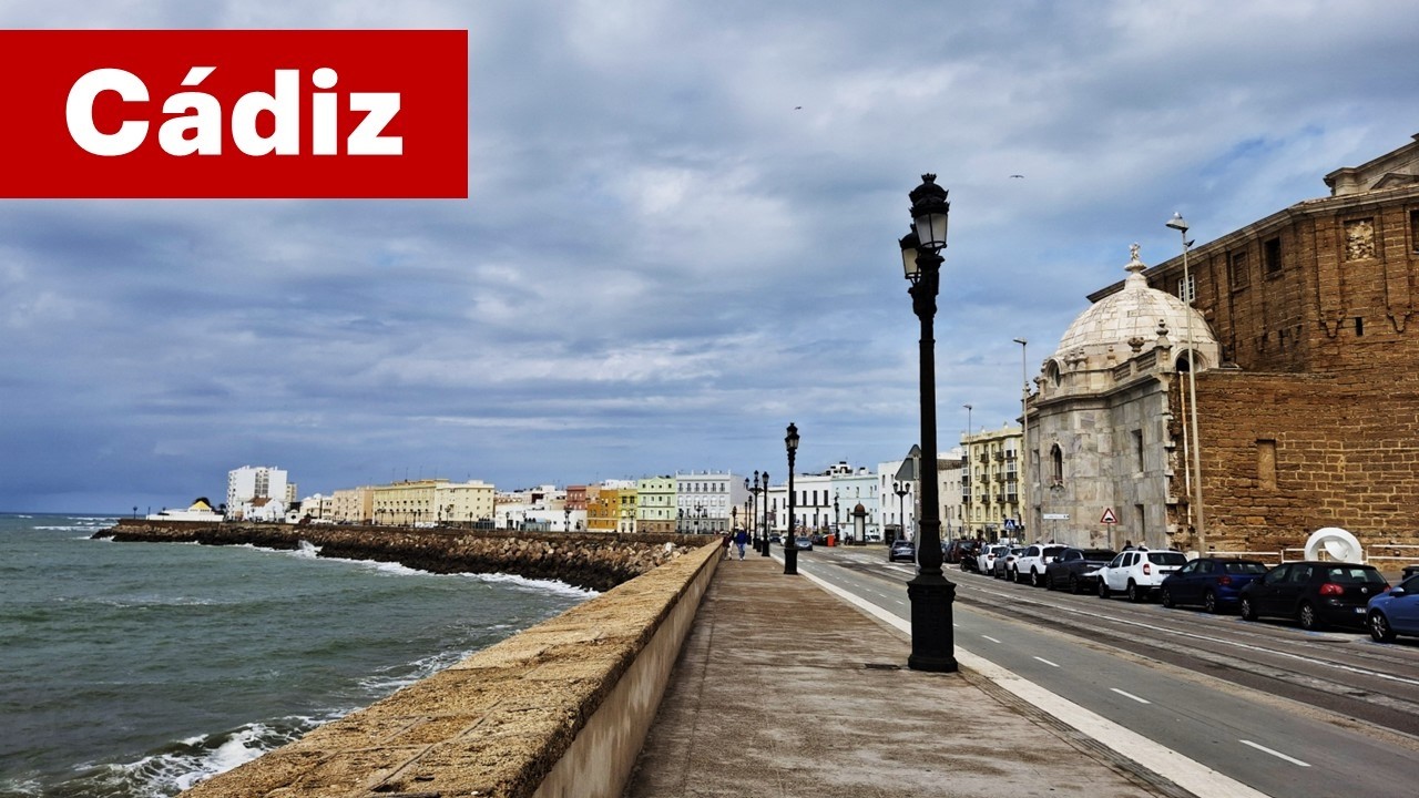 Cádiz / 4K Walking Tour / La Caleta Beach / Castillo Santa Catalina /Campo del Sur / Seafront walk