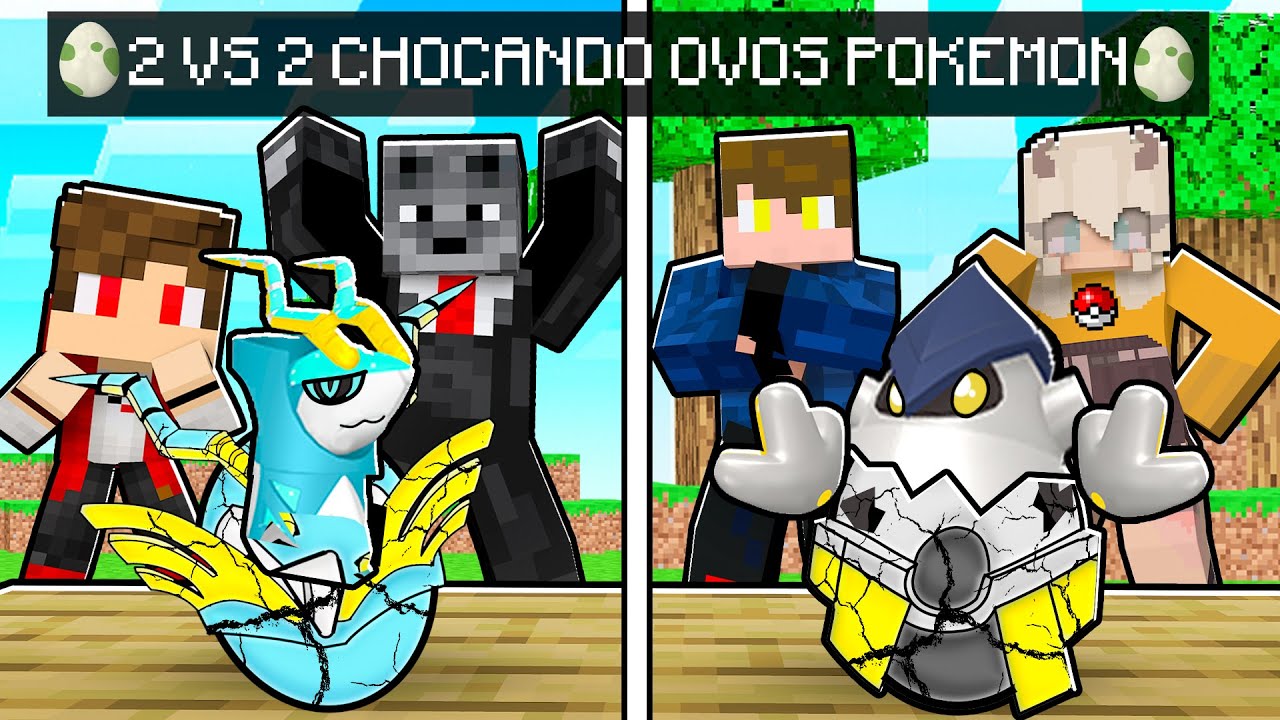 2 VS 2 CHOCANDO OVOS de POKEMON em DUPLA no MINECRAFT