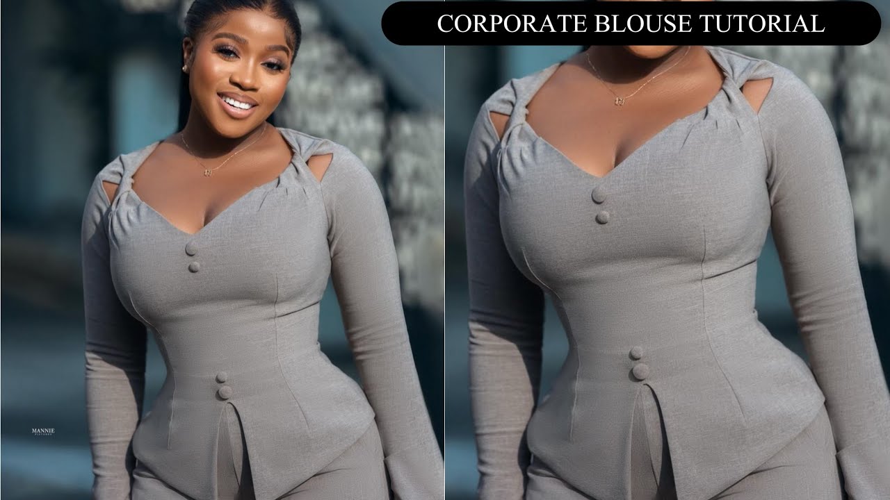 How to make a stylish blouse with twisted sweetheart neckline. How to make a blouse for beginners.