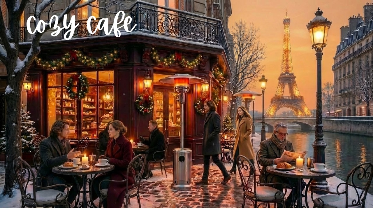 Parisian Winter Coffee Shop — 4 Hours Relaxing Focus Music