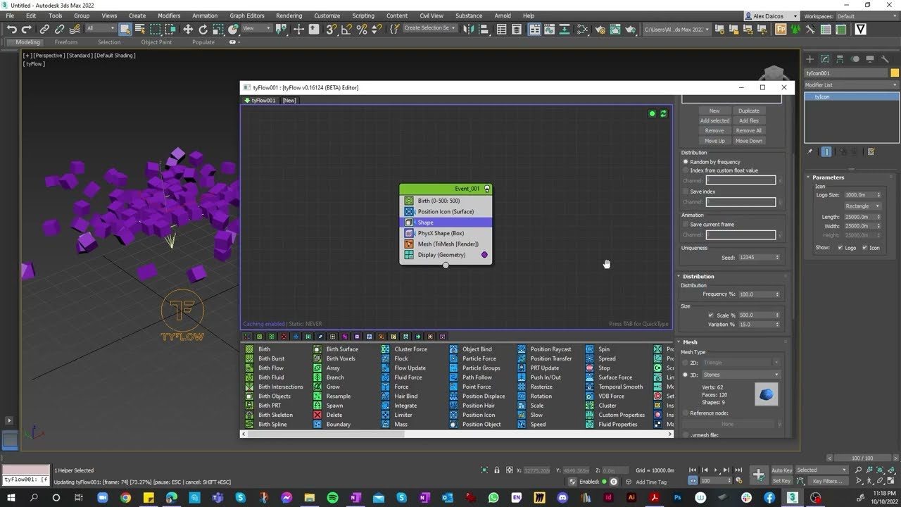 DMoC How-to guide #1 How to Record and Simulate falling rocks using Tyflow