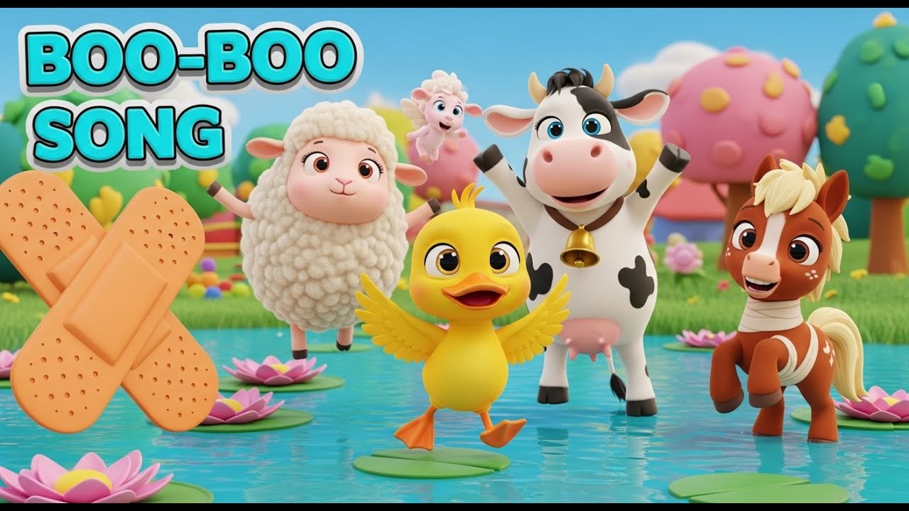 Boo Boo Bye-Bye! 🩹 Kid's Song & Nursery Rhymes for Toddlers | Pixar-Style 3D Farm Animals