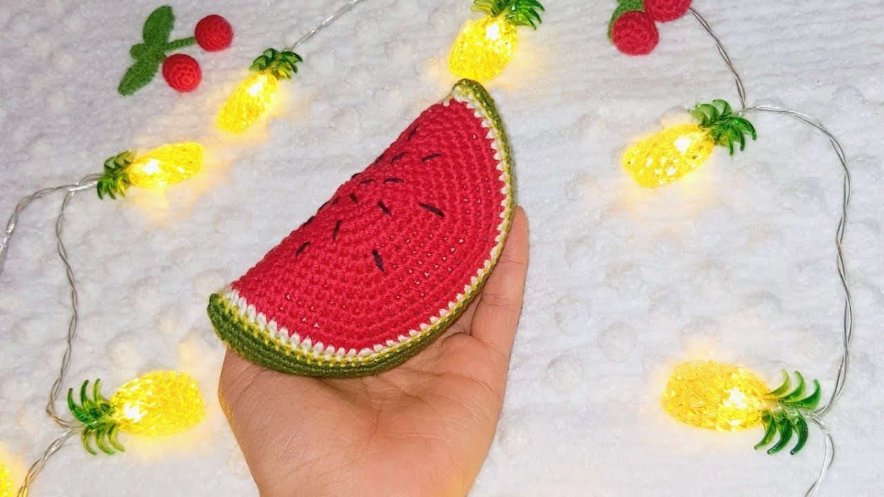 Amigurumi karpuz dilimi yapımı.Easy crochet amigurumi toturial. Amigurumi watermelon