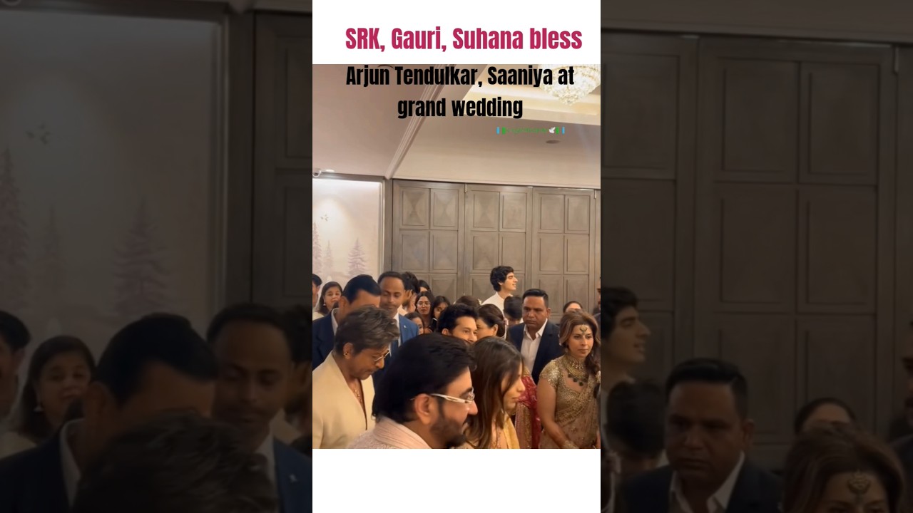 SRK, Gauri, Suhana bless Arjun Tendulkar, Saaniya at grand wedding 😍❤️ #arjuntendulkar #srk #sachin