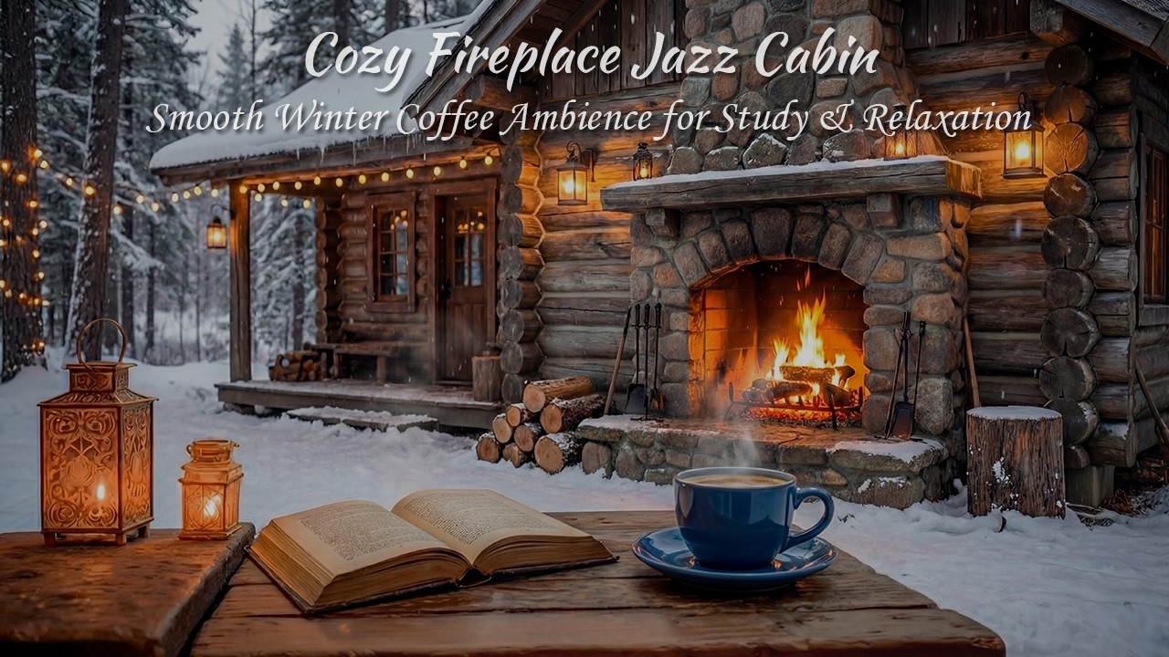 Cozy Fireplace Jazz Cabin | Smooth Winter Coffee Ambience for Study & Relaxation (2 Hours)