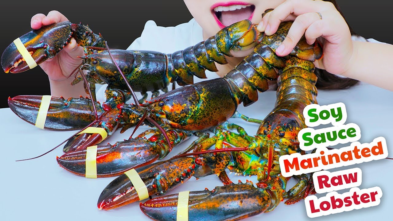 ASMR COOKING SOY SAUCE MARINATED RAW LOBSTER EATING SOUNDS | LINH-ASMR 먹방