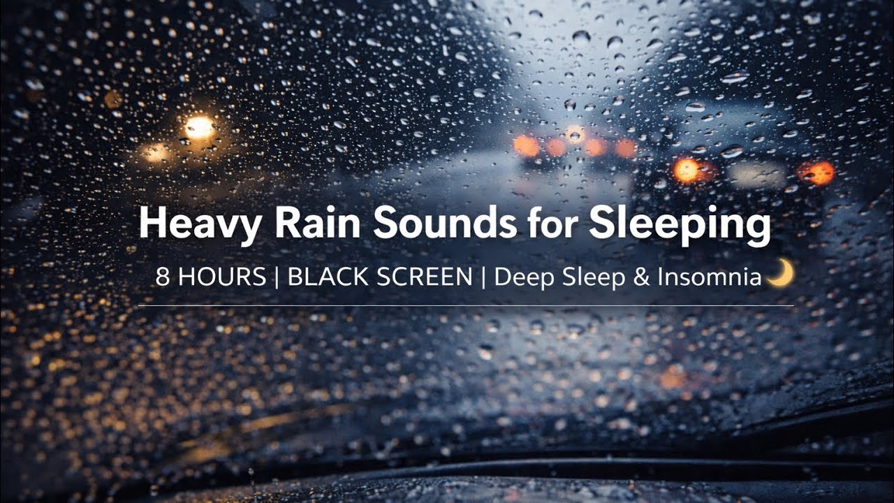 Heavy Rain Sounds for Sleeping – 8 HOURS | BLACK SCREEN | Deep Sleep & Insomnia Relief 