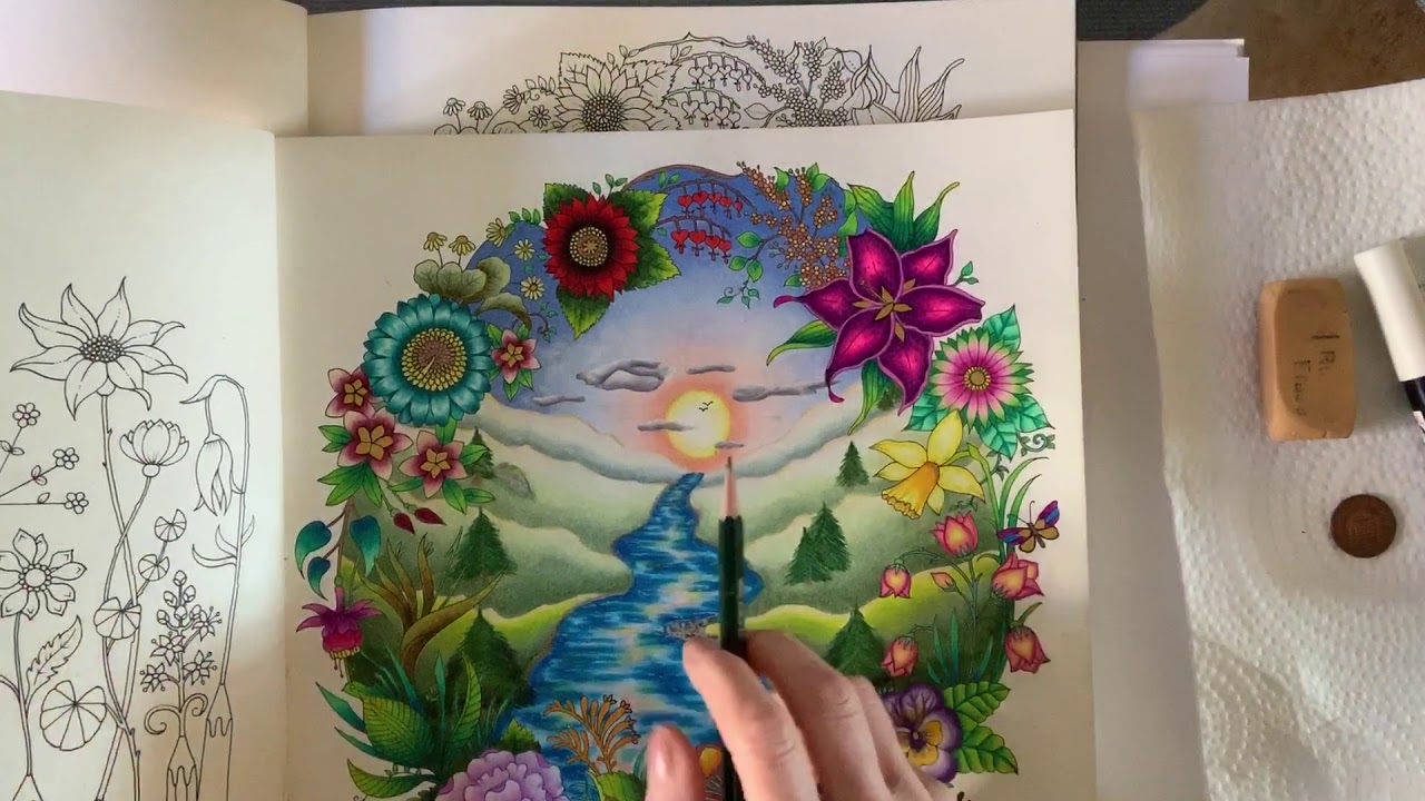 Part 1/5 World of Flowers peach sunrise wreath - Claire Holoway Colouring