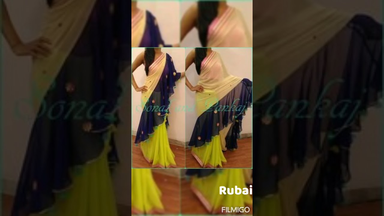 Very Attractive & Unique Frill saree designs