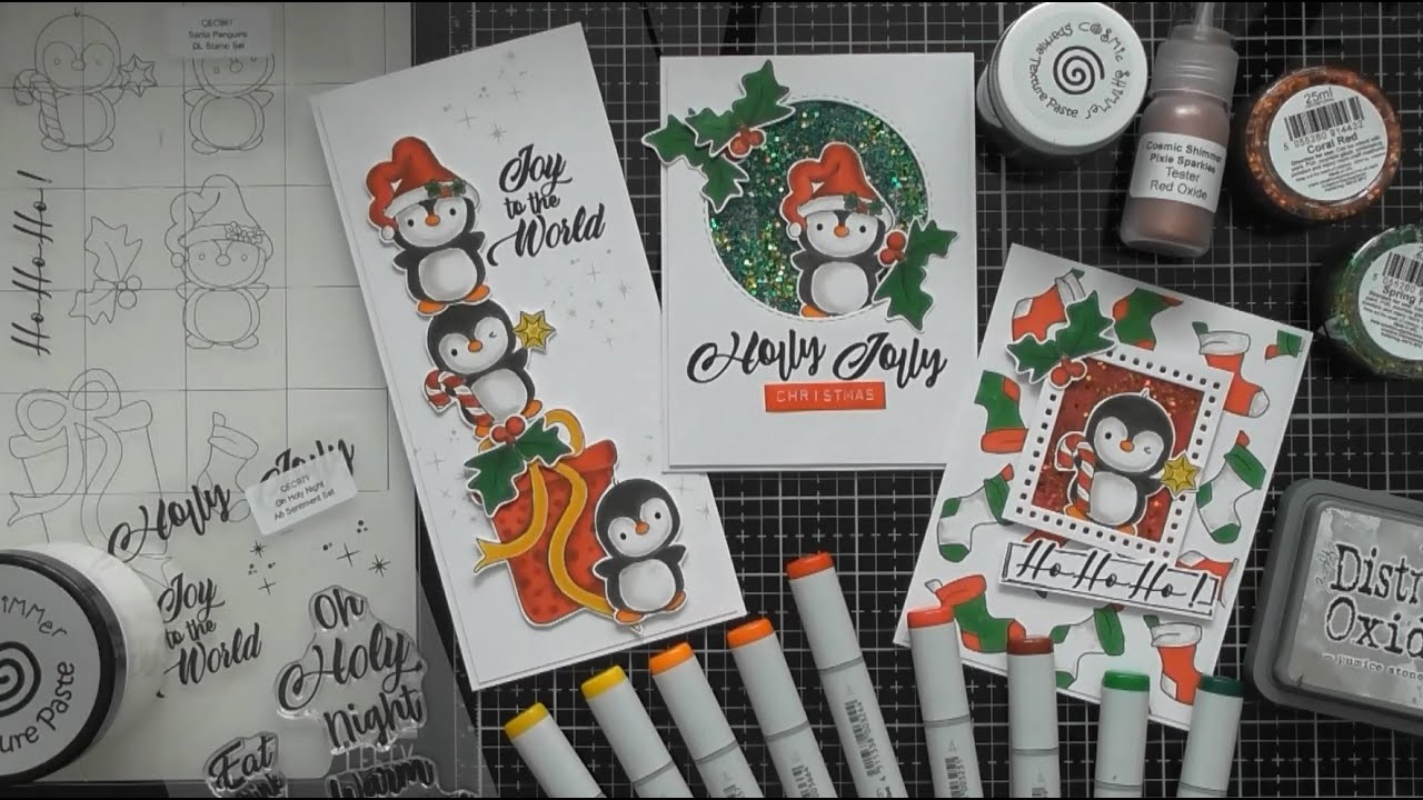 Adorable Designer Boutique Penguins Christmas Card Set :D