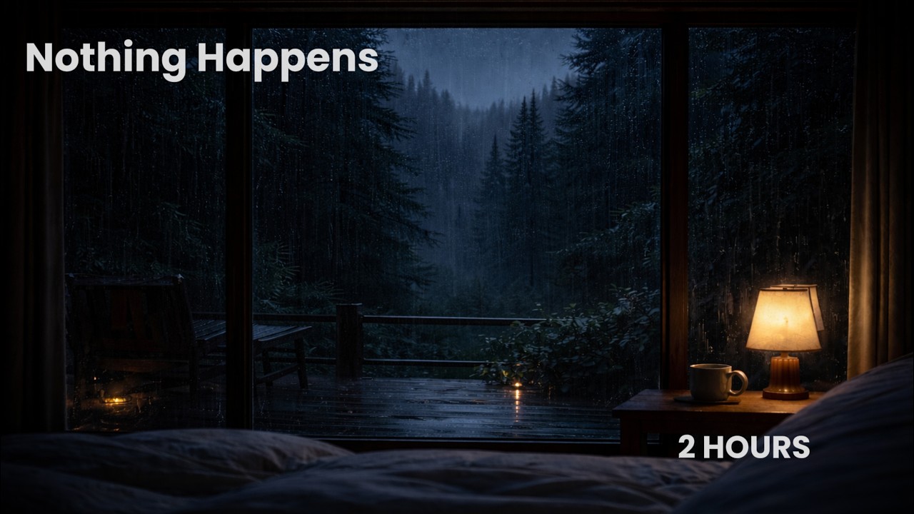 Nothing Happens for 2 Hours – Calm Cabin Rain at Night