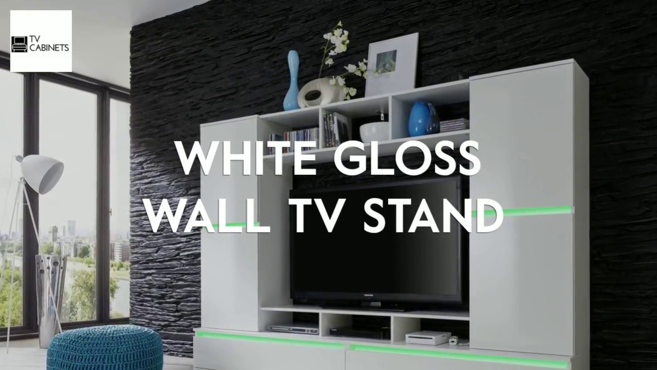 WHITE GLOSS WALL TV STAND HD