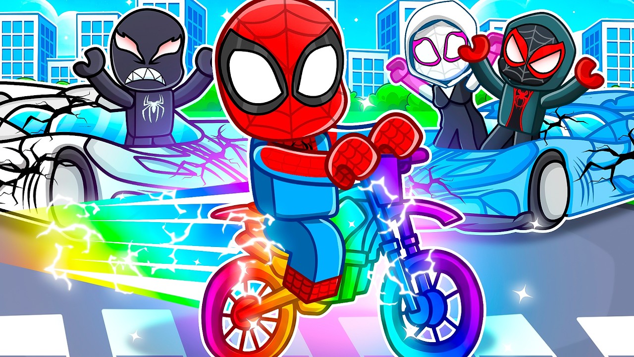 SPIDERMAN BIKE SPEEDRUNNER vs HUNTERS in Roblox Driving Empire!