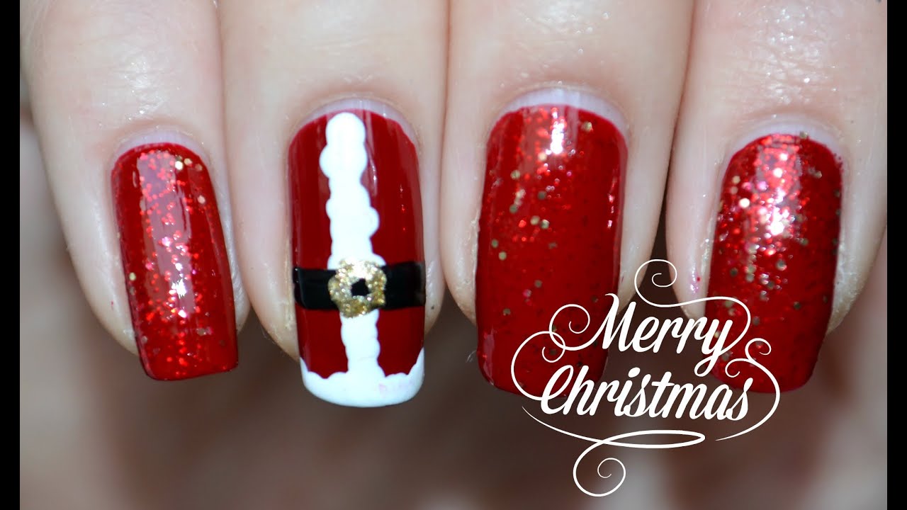Kerstman pak (free hand tutorial) | nailsbyLaura.nl
