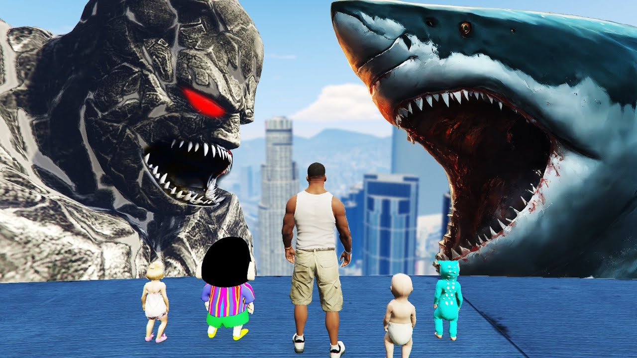 Lava God Kill Black God Because Eating Of Monster Shark Franklin Shinchan Help in GTA 5