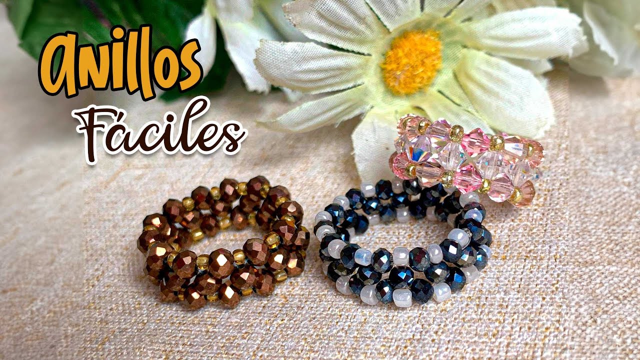 💍Haz ANILLOS con Mostacillas y Cristales F&aacute;ciles Paso a Paso🌟