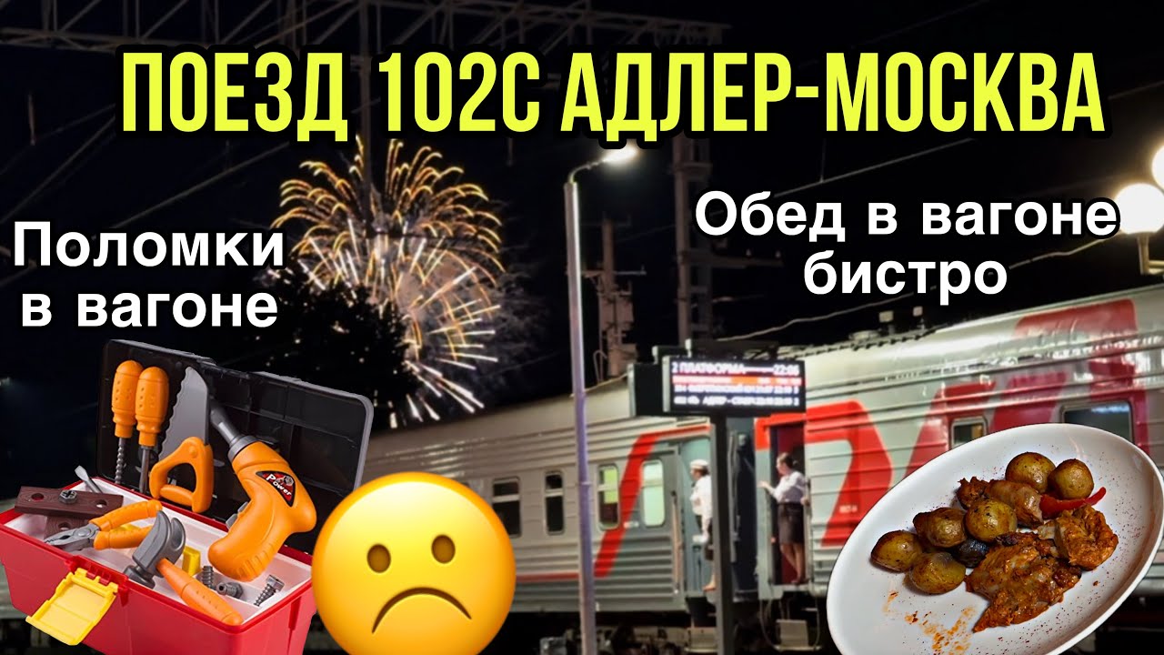Сломалось ВСЁ! Поезд 102С Адлер-Москва. Дорога домой с юга. Обедаем в вагоне-ресторане! 