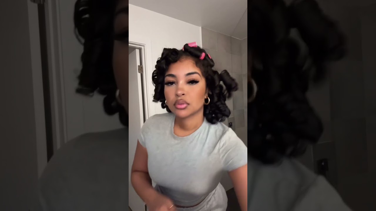 Girls try Flexi rod set on Kinky Straight Wig✨ these came out SO GOOD!🔥❤️💯#kinkystraight #shorts